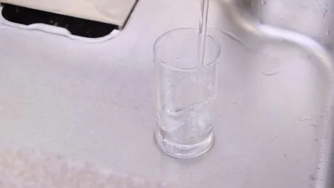 Filling Empty Glass With Water Sink Stock Footage 95962236