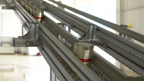 Filling fresh cherries in cans in a processing plant, fa01 Stock Footage 293197695