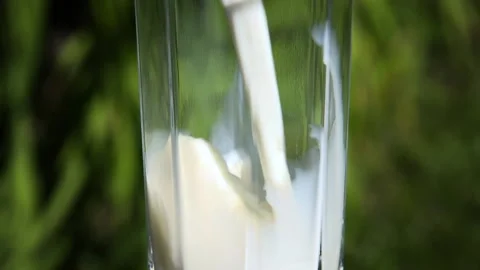 Filling a glass of milk in slow motion Stock Footage