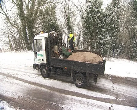 Filling grit bin Trottiscliffe Stock Footage 32537866