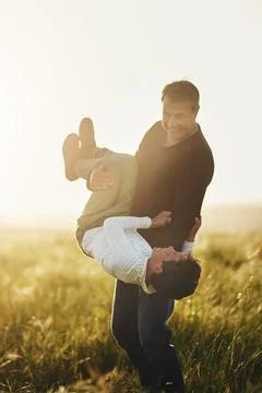 Filling his childhood with many special and fun moments. a father and son having Stock Photos