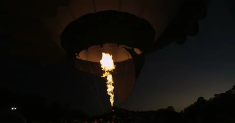Filling a hot air balloon in super slow motion Stock Footage 65017261