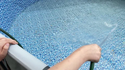 Filling Inflatable Garden Pool with Tap Water Video stock 278038775