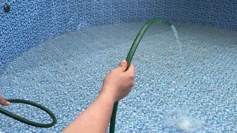 Filling Inflatable Garden Pool with Tap Water Video stock 278039016