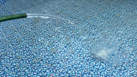 Filling Inflatable Garden Pool with Tap Water Video stock 278039026