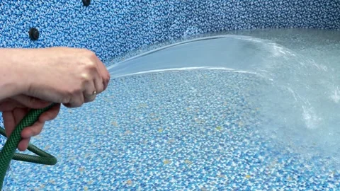 Filling Inflatable Garden Pool with Tap Water Video stock 278039318