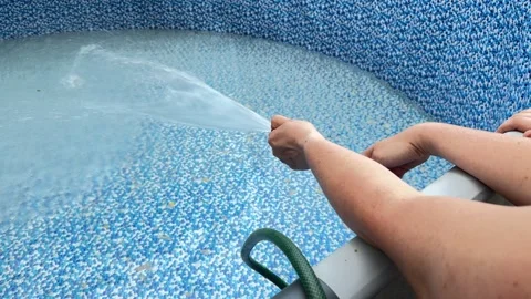 Filling Inflatable Garden Pool with Tap Water Video stock 278039339