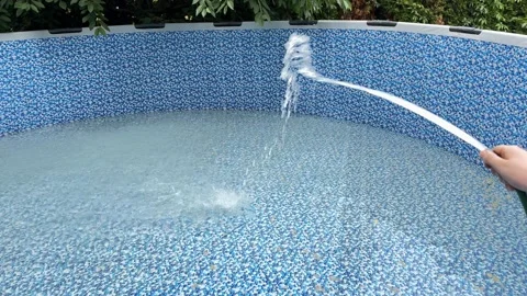 Filling Inflatable Garden Pool with Tap Water Video stock 278039463