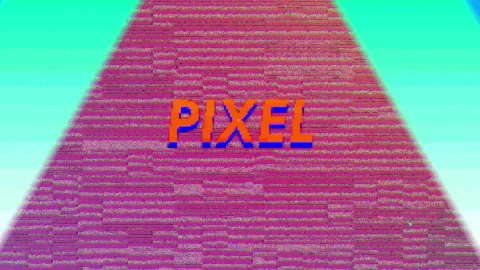 Filling loading bar on gradient, unveiling PIXEL POWER triangle logo, clicking Stock Footage 311415873