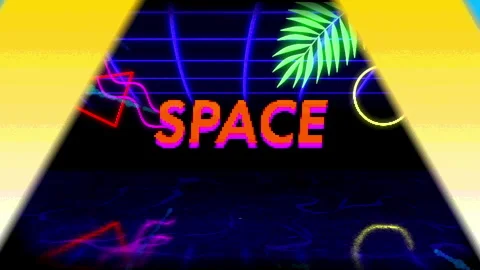 Filling loading bar on neon grid glitching into SPACE INVASION cursor clicking Stock Footage 311450349