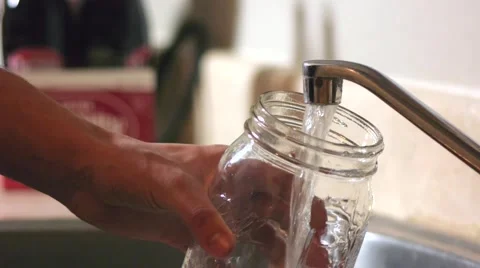 Filling Mason Jar With Water Stock Footage 52999388