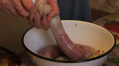 Filling with minced meat  Stock Footage 960537