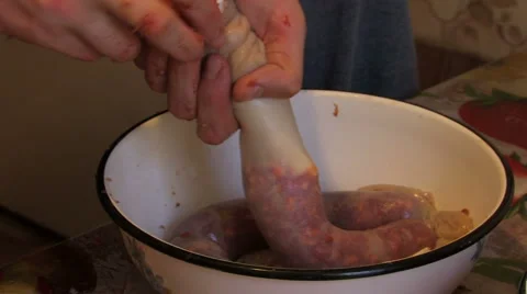 Filling with minced meat  Stock Footage 960541