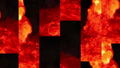 Filling multiscreen screens with a stream of erupting lava. An advertising Video stock 239223780