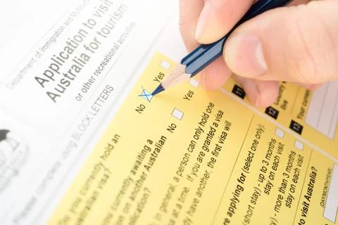 Filling no in checkbox of questionnaire Foto stock