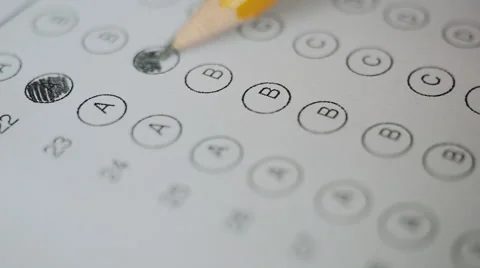 Filling out Answers on a Multiple Choice Test Stock Footage 62526342