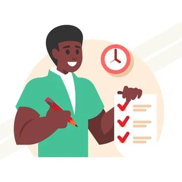 Filling-out-the-checklist Stock Illustration