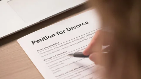 Filling Out Divorce Forms And Sorting Civil Law Documents Stock Footage 336793565
