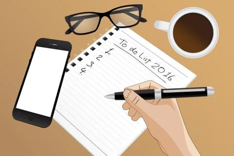 Filling out a to do list in 2016 イラスト素材