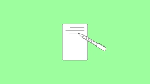 Filling out the document. Filling out a resume. Green background. Stock Footage 161063196