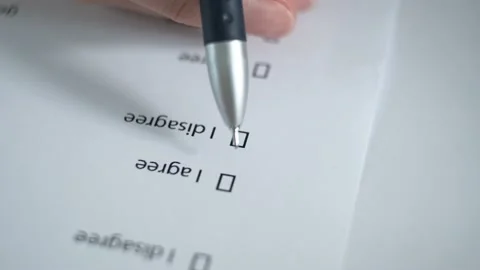 Filling out the document with the items "disagree". Stock Footage 157270584