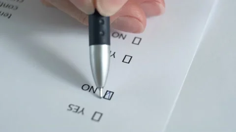 Filling out the document with the items "Yes", "No". Stock Footage 157271034