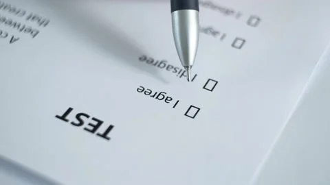 Filling out the document "Test" with the points "agree". Stock Footage 157270878