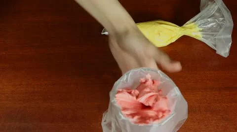 Filling Pastry Bag Stock Footage 22343108