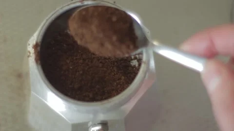 Filling percolator pot with coffee Stock Footage 294947231