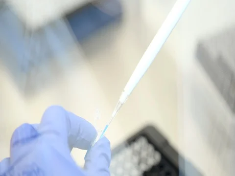 Filling samples one by one Stock Footage 75767223