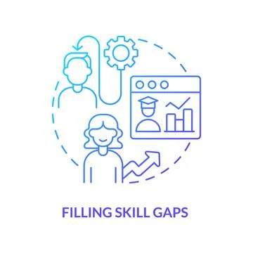 Filling skill gaps blue gradient concept icon Stock Illustration