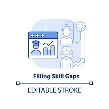 Filling skill gaps light blue concept icon Stock Illustration