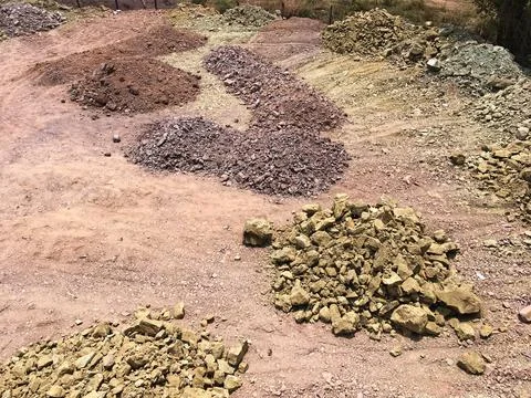 Filling soil on plot of land Fotos Stock