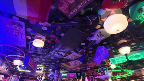 Filling Station Bar and Cafe 1950s-themed American diner Manila Makati Stock Footage 333123879