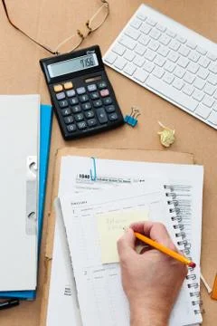 Filling tax forms Foto stock