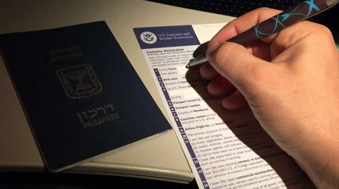 Filling USA Customs Declaration Forms | Stock Video | Pond5
