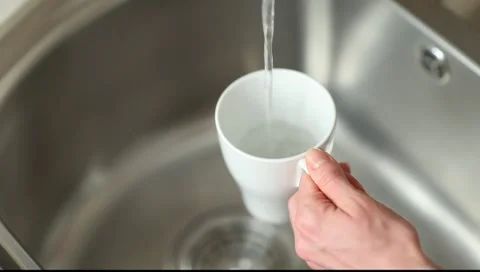 Filling white cup with water Stock Footage 10677951