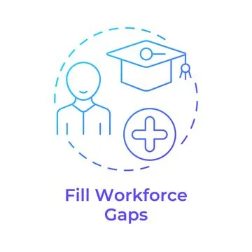 Filling workforce gaps blue gradient concept icon Stock Illustration