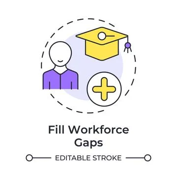 Filling workforce gaps multi color concept icon Stock Illustration