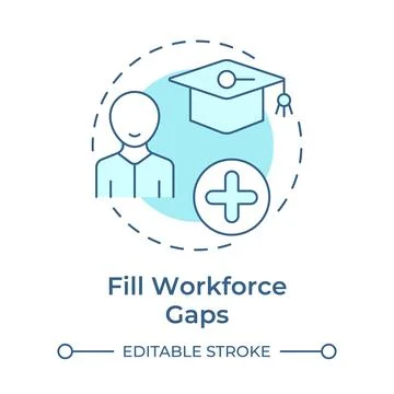 Filling workforce gaps soft blue concept icon Stock Illustration