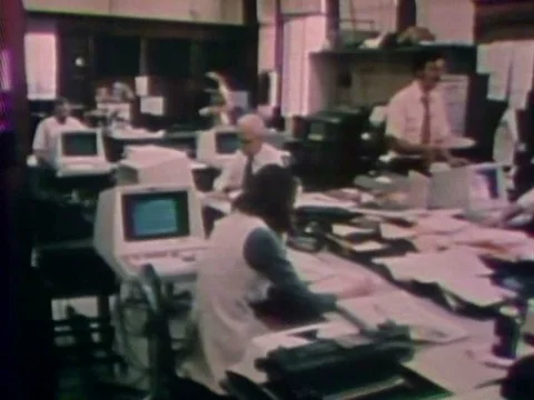 A film in Arabic explores the advent of computer technology in the 1980s. Stock Footage 75315204