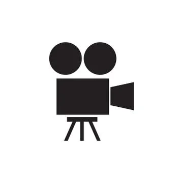 Film Camera Icon In Flat Style Vector For Apps, UI, Websites. Black Icon Vect Stock Illustration