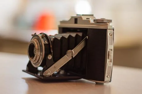 Film camera on table Stock Photos