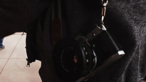 A Film Camera, Walking through Cloudcroft New Mexico Stockbeeldmateriaal 154278513