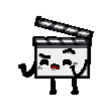 Film clapper board character pixel art vector illustration Stock Illustration