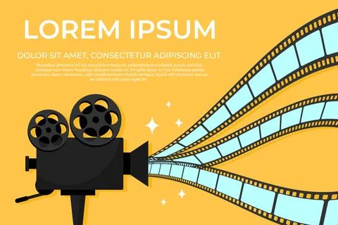 Film concept background template design with movie camera Stock Illustration