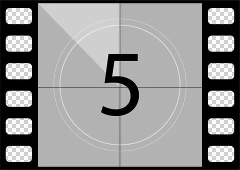 Film Countdown: A classic image displaying the number '5' in a countdown, r.. Illustrazione stock