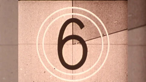 FILM COUNTDOWN Vintage Old 16mm Leader Texture Graphic Film Start Numbers Stock Footage