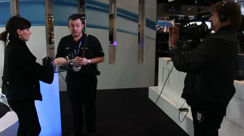 Film crew interview Panasonic about release of the GH4 Stock Footage 35630936