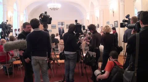Film crew, journalists Stock Footage
